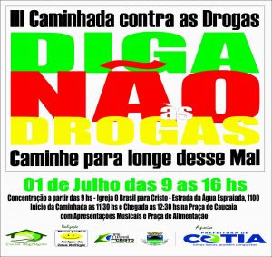 cartaz de divulgação da III Caminhada Contra as Drogas em Caucaia do Alto