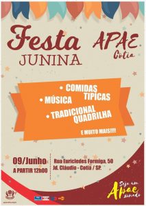 cartaz promocional da festa junina/arraía da APAE de Cotia