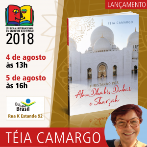 convite para o lançamento do livro 'Turistando por Abu Dhabi, Dubai e Sharjah'