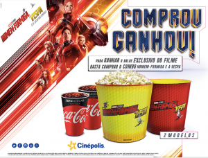 banner promocional do balde exclusivo e colecionável da Cinépolis para o filme do Homem-Formiga e a Vespa
