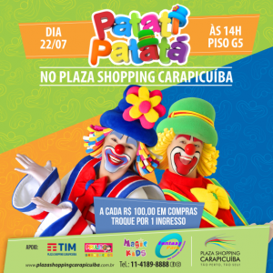 banner promocional do Show de Patati Patatá no Plaza Shopping Carapicuíba
