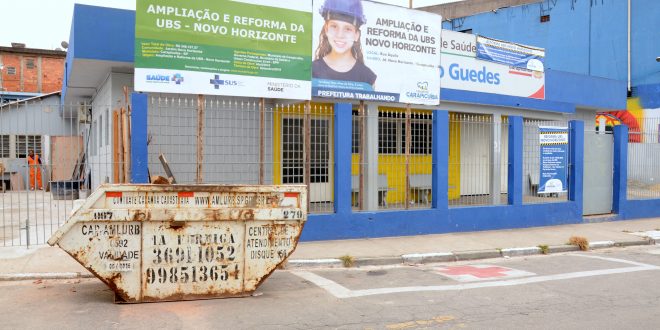 Fachada da ubs novo horizonte, em Carapicuíba, que passa por reforma e ampliação