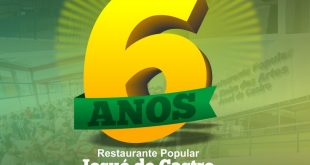 banner do sexto aniversário do restaurante popular