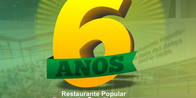 banner do sexto aniversário do restaurante popular