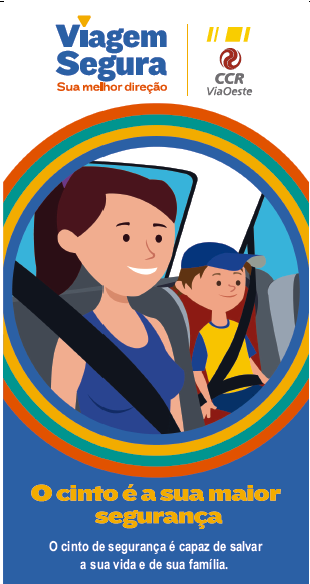 frente do folheto da CCR sobre a importância do cinto de segurança