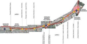 mapa das obras de extensão da Linha 9-Esmeralda