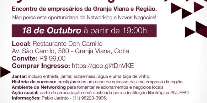 cartaz de divulgação do 2º Jantar de Negócios BNI Invictus