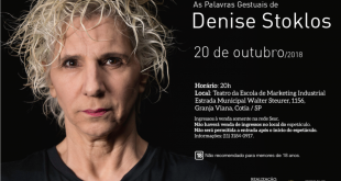cartaz de divulgação da apresentação da peça 'as palavras gestuais' de denise stoklos na Granja Viana
