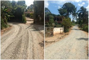 montagem com duas fotos de ruas do bairro monte serrat recém reformadas