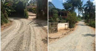 montagem com duas fotos de ruas do bairro monte serrat recém reformadas