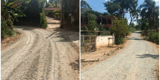 montagem com duas fotos de ruas do bairro monte serrat recém reformadas
