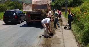 Limpeza Avenida Prefeito Doutor Bernardino de Lucca sendo limpa