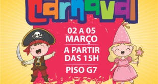 banner de divulgação do 3º bailinho de carnaval do plaza shopping carapicuíba