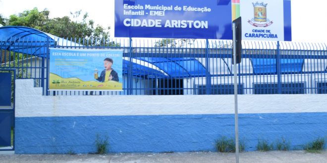 fachada da Emei Cidade Ariston reformada