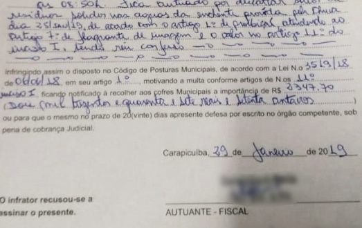auto de infração com dados pessoais da pessoa autuada ocultos