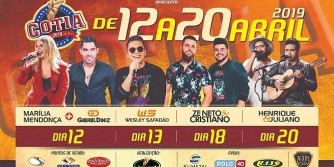 banner com programação da festa do peão de cotia 2019