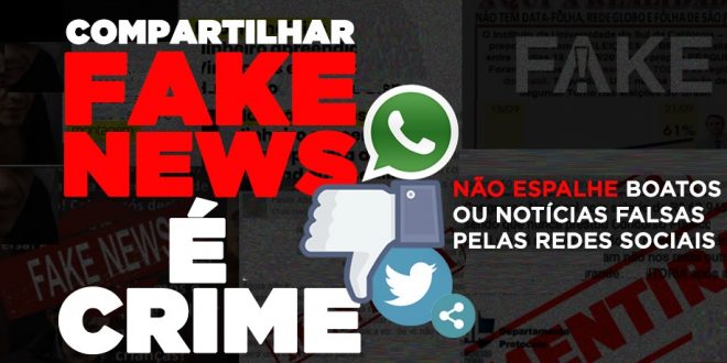 um banner informando que fake news é crime
