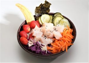 um prato servido pelo Kalani Hawaian Poke