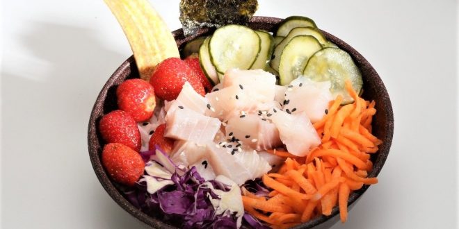 um prato servido pelo Kalani Hawaian Poke