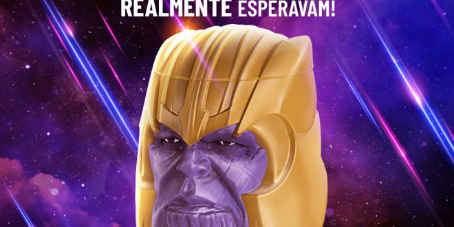 balde em forma de cabeça de thanos em cartaz de divulgação do novo combo da cinépolis para o filme vingadores ultimato