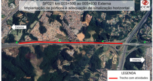 Rodoanel Oeste realiza instalação de pórticos do km 03+500 ao km 05+930, a partir de hoje